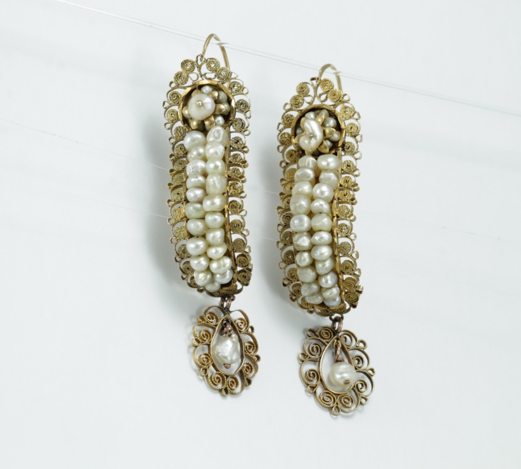 pearl filigree earrings